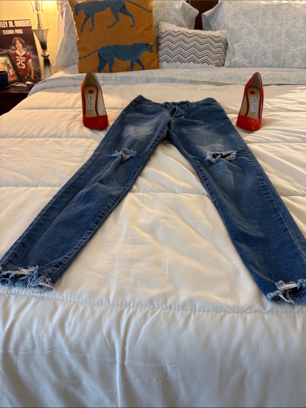 SHEIN Distressed Dark Blue Skinny Jeans
